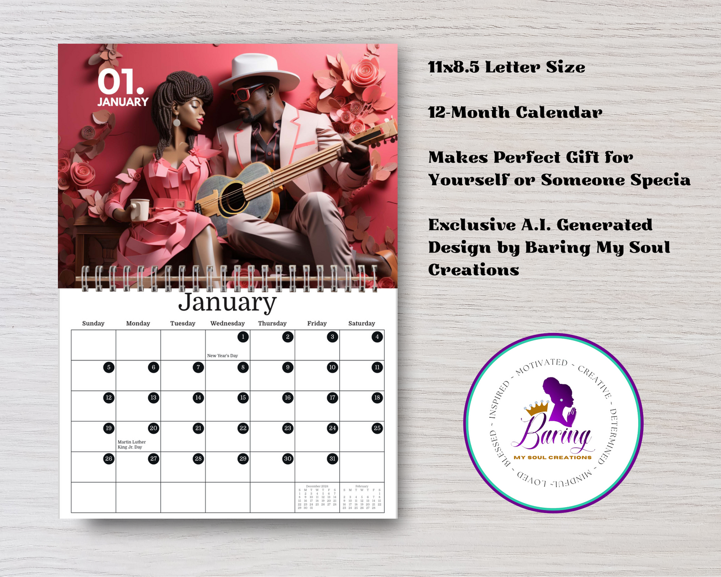 Lover's Serenade 2025 Calendar